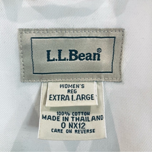 LL BEAN Sz XL White Canvass Pockets Oversized Denim Jean Style Jacket - Picture 3 of 10